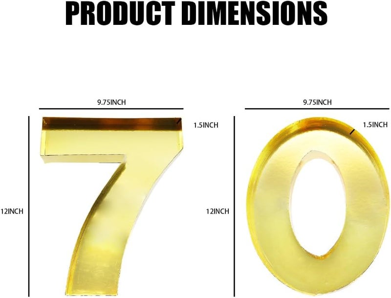 WENPACK 12inch Cardboard Number Fillable Cutouts Paper Mache for Charcuterie Sweet Food Birthday Treat (Gold, 70) - Image 3